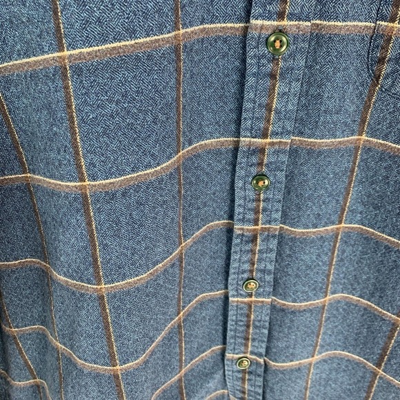 Vintage Lands's End Blue Grunge Plaid Button Shirt Mens Large 16 - Picture 3 of 5